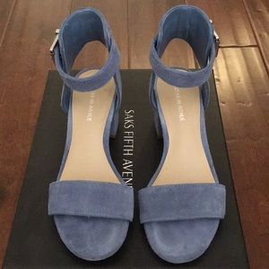Blue suede 2-inch heels